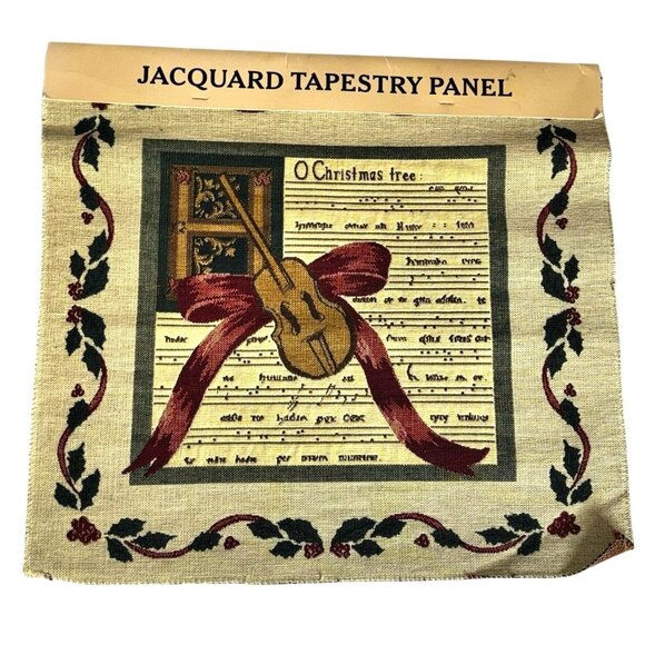 Old Greensborough Craft Co Christmas Violin Jacquard Tapestry Panel - French Hor - Picture 1 of 7